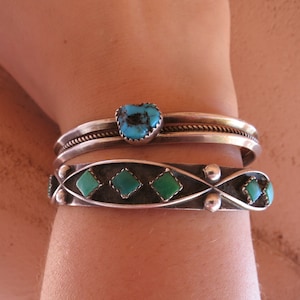 Vintage NAVAJO TURQUOISE BRACELET, Sz 6 3/4&quot;, Sterling