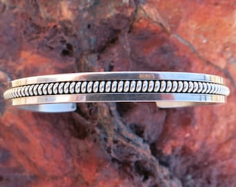 NAVAJO STERLING BRACELET. 27 Grams Handmade, Signed