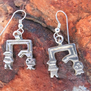 VINTAGE NAVAJO RAINBOWMAN Dangle Earrings, Sterling