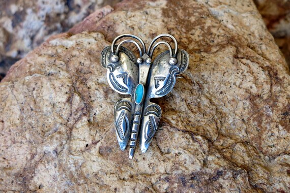 Large Navajo Butterfly Brooch Handmade,  1940 Vin… - image 2