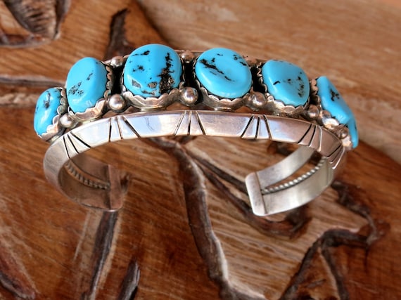 VINTAGE 60s〜70s Navajo Turquoise Bangle Large VINTAGE NAVAJO Turquoise Bracelet, 7 1/8, 60 Grams