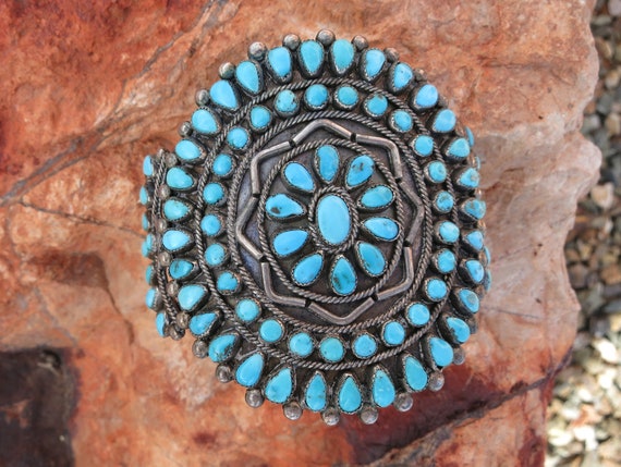 MAGNIFICENT ZUNI BRACELET, Petit Point Turquoise … - image 1