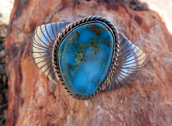 NAVAJO ROYSTON TURQUOISE Bracelet, 39 Grams, Hand… - image 1