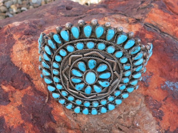 MAGNIFICENT ZUNI BRACELET, Petit Point Turquoise … - image 6