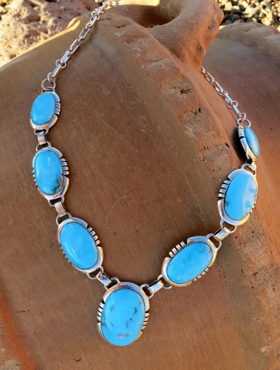 NAVAJO Turquoise Necklace Signed V & C Hale 80 Grams Etsy