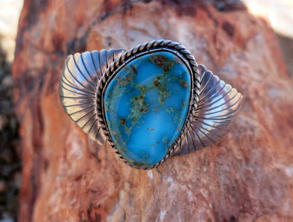 NAVAJO ROYSTON TURQUOISE Bracelet, 39 Grams, Hand… - image 3