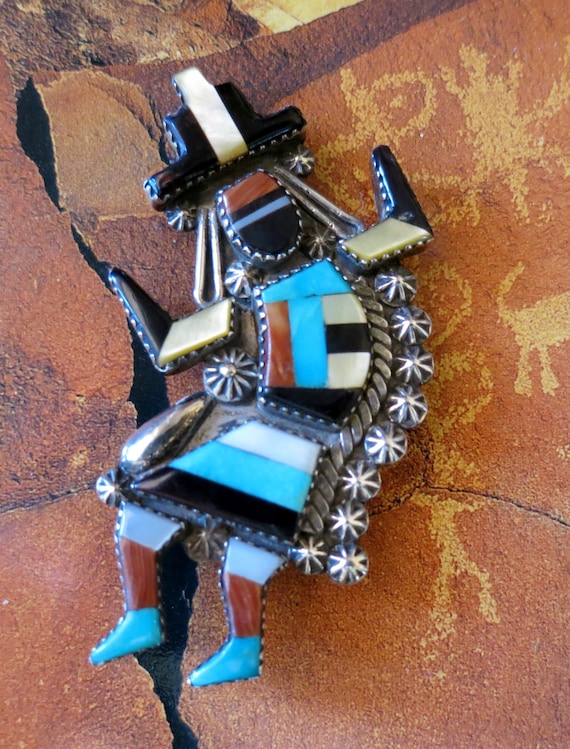 Big ZUNI RAINBOWMAN PENDANT, Inlay by G & P Vacit… - image 1