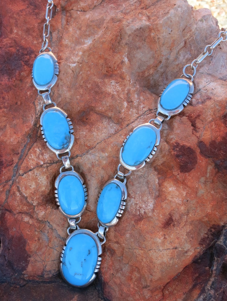 NAVAJO Turquoise Necklace Signed V & C Hale 80 Grams Etsy