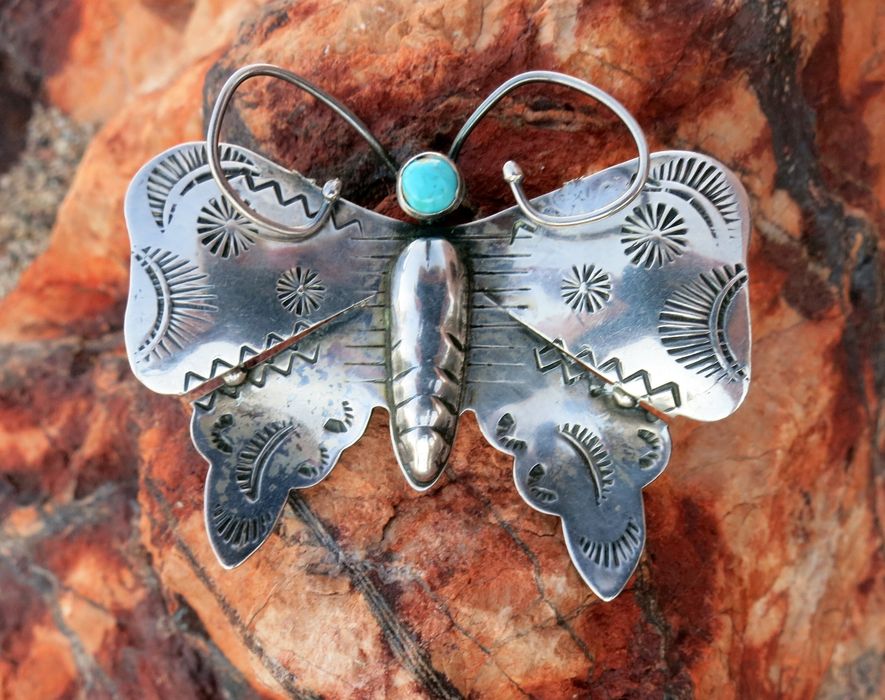 Navajo Silver Butterfly Brooch - Etsy