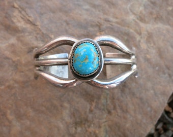 BRIGHT BLUE TURQUOISE, Navajo Bracelet, 53 Grams, Sterling