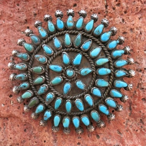 Hypnotic Vintage Native American Navajo Inlay Turquoise Mother Of
