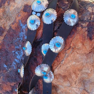 NAVAJO CONCHO BELT, Turquoise, 160 Grams, Handmade, Sterling, Circa 1960&#39;s