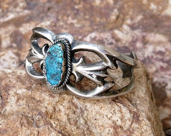 NAVAJO TURQUOISE BRACELET, 58 Grams, Signed, Sterling