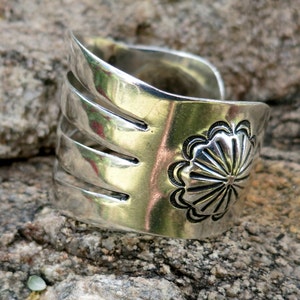 LARGE NAVAJO 4 BRIDGE Bracelet, Handmade, Vintage, 48 Grams, Sterling Silver