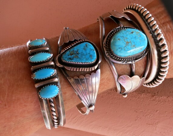 AMAZING MORENCI TURQUOISE Bracelet, Vintage Navaj… - image 5