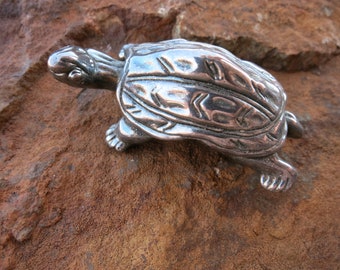 SILVER TURTLE BROOCH, 26 Grams, Signed  & stamped Sterling "925"