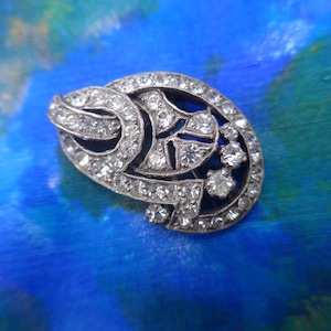 Vintage Art Deco Pelz Clip - Klare Paste Offener Rücken Clip
