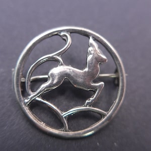 Vintage Art Deco Silver Brooch Pin - Scandinavian Silver Stylised Deer Brooch
