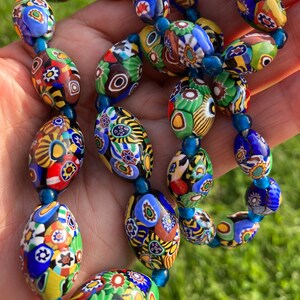 Millefiori murano glass bead necklace deals