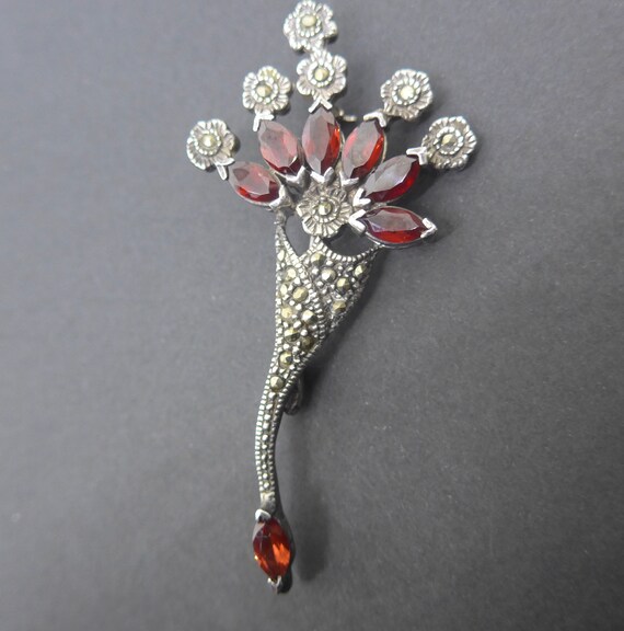 Solid 925 Sterling Silver Marcasite Heart Pin Brooch '