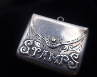 Vintage Birmingham Silver Stamp Holder Envelope - Hallmarked 1915 Silver Charm