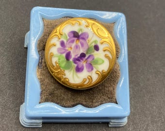 ヴィンテージエナメルフラワーボタン：手描きの抽象的なデザイン