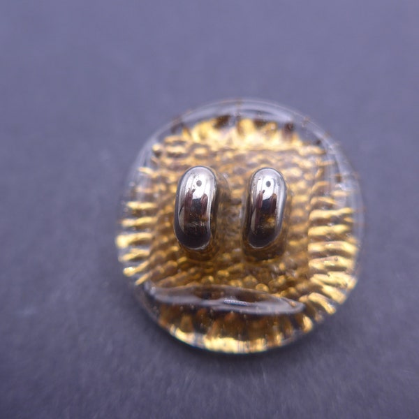 Vintage Kunst Glasknopf - Retro Gold Klarglas Modernist Button