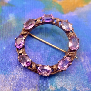 Vintage Silver Amethyst Brooch