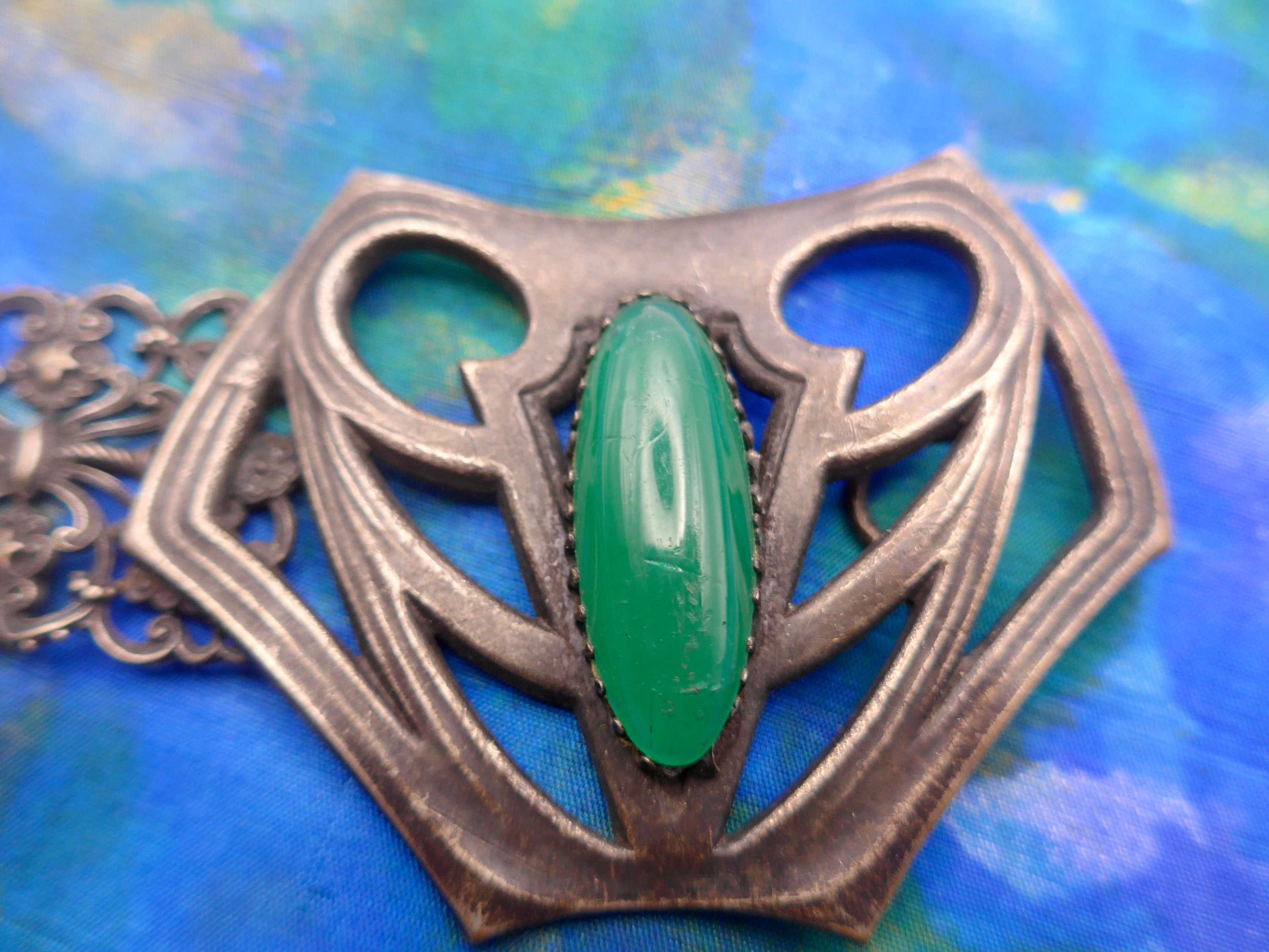 Vintage Arts and Crafts Art Glass Buckle ❤️ Art Glass Belt Buckle – Hudson Vintage main image 4