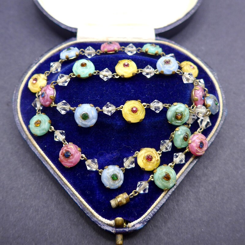 Vintage Czech Beads Clover Pendant Necklace