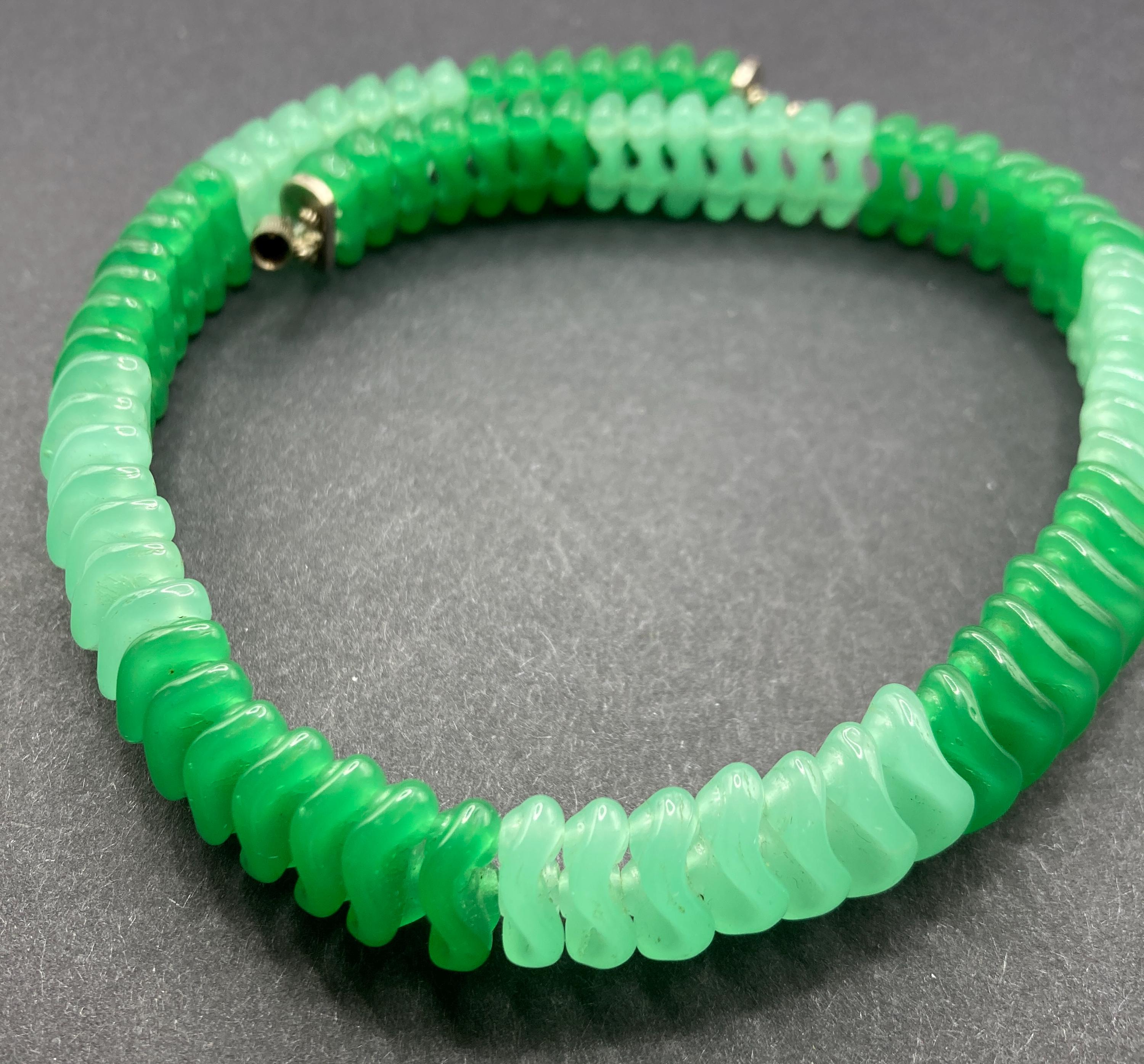 Vintage Czech Green Uranium Glass Bead Choker Necklace - Etsy