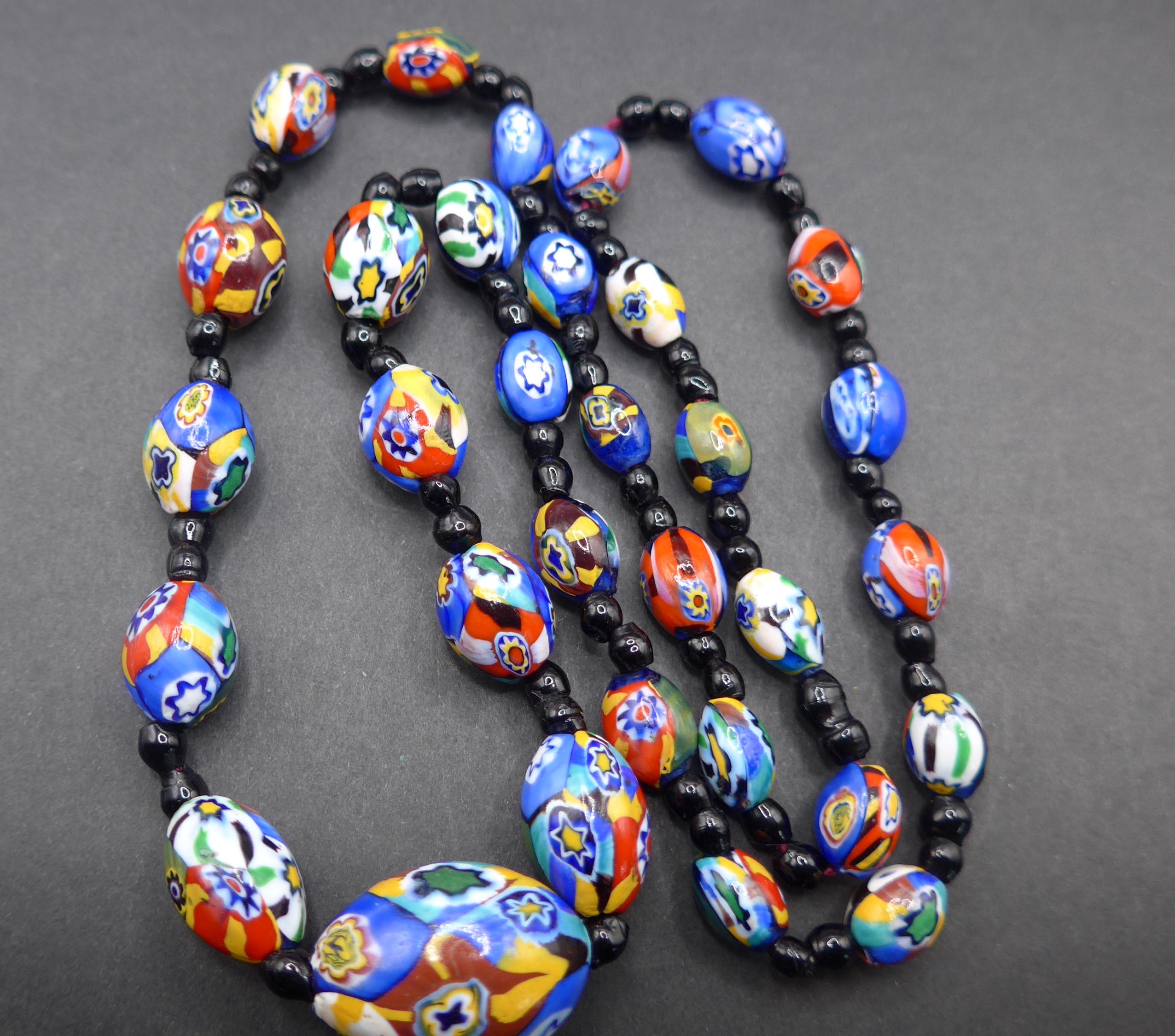 Perle Ancienne Verre Murano Venise 54 mm - Millefiori Venetian Glass Bead