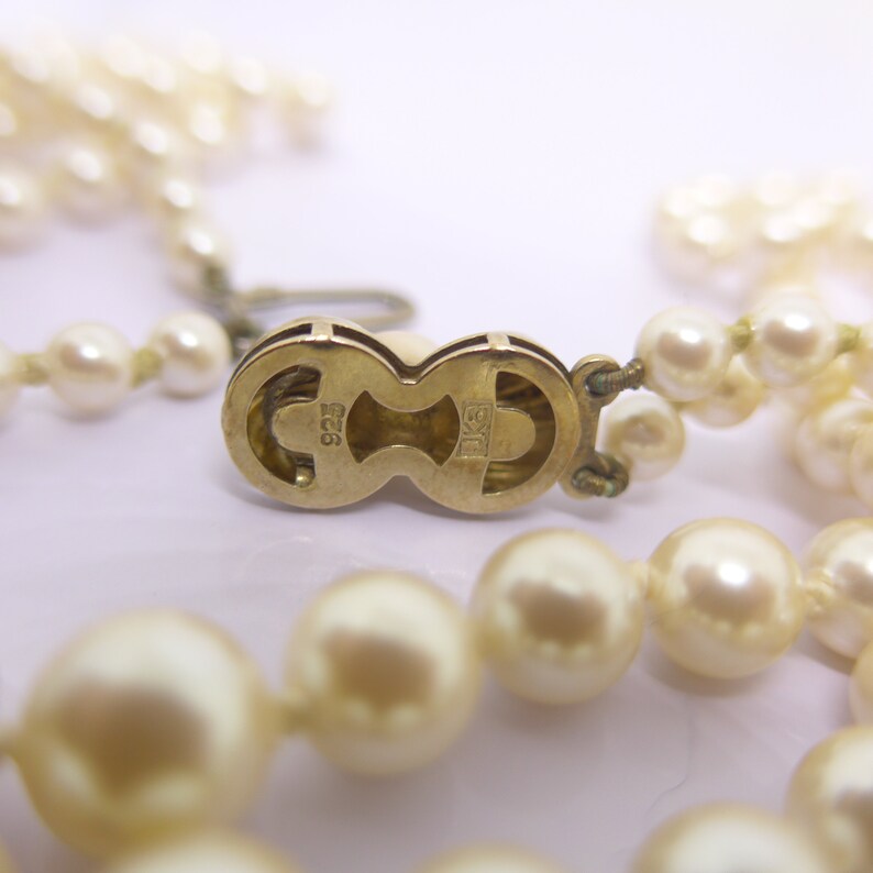 Vintage 2 Row Pearl Necklace JKa 925 Silver Gilt Clasp | Etsy