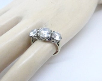 Sala vintage contrassegnato Birmingham argento scintillante incolla anello strass - Design Art Deco