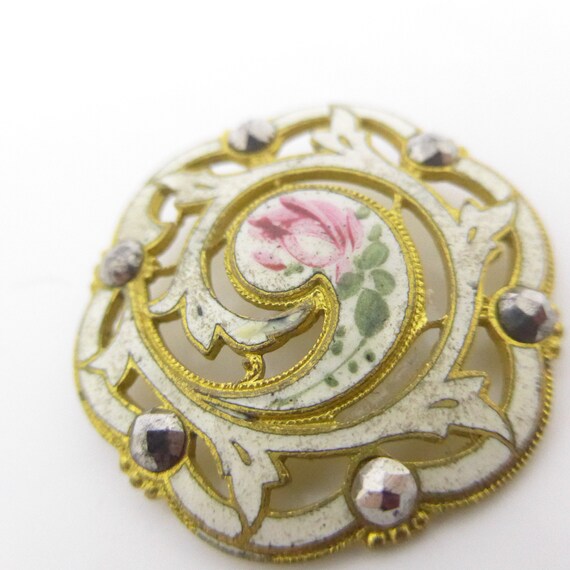 Antique Art Nouveau Czech red pierced faceted flower glass button 18mm