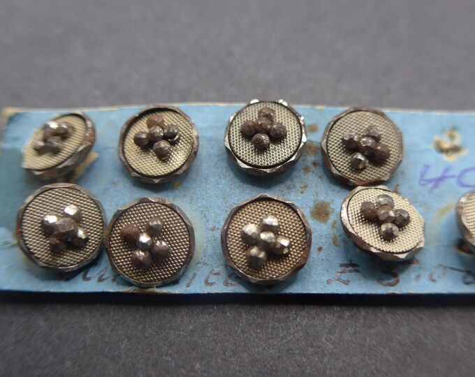 Antique Victorian Steel Metal Buttons: Flower Design, Set of 9 - Etsy