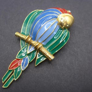 Vintage Rainbow Enamel Bird Brooch Pin - Large Brooch