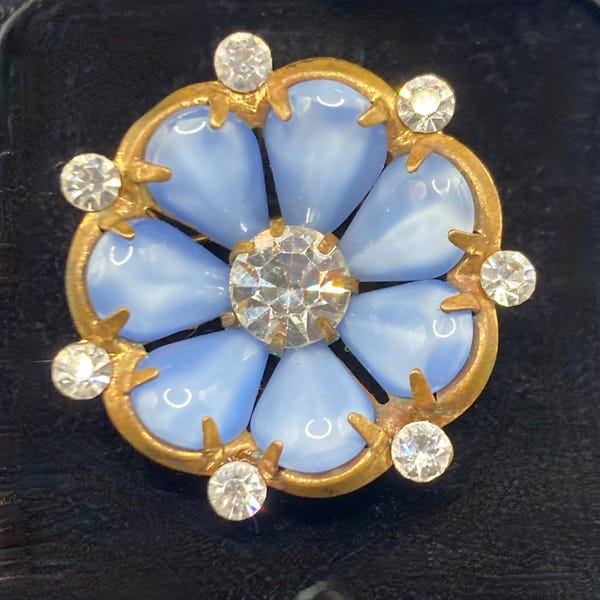 Vintage Pastel Satin Glass Flower Paste Brooch Pin