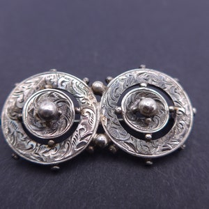 Antique Silver Plated Shield Brooch Pin