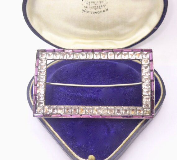 Antique Victorian Black Dot Paste Buckle Brooch -