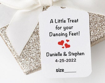 A Little Treat for Your Dancing Feet Tag, Wedding Dancing Shoes Favor Tags, Personalized Beach Wedding Flip-Flop Shoe Tags