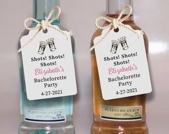 Bachelorette Party Favor Tags, Bach Mini Liquor Bottle Tags, Shots Shots Shots Mini Spirits Tags, Personalized