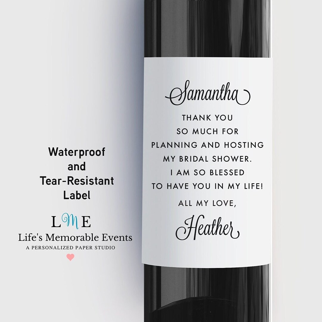 Bridal Shower Hostess Thank You Label Bridal Hostess Gift Etsy