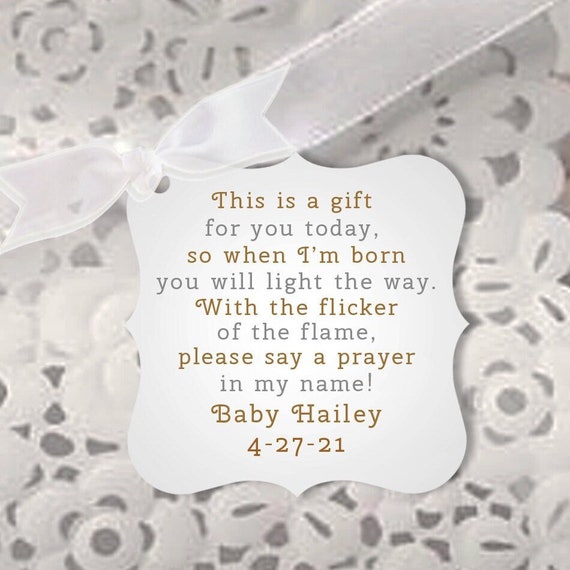 Tea Light Candle Baby Shower Favor Tags Baby Candle Poem Tag Gray And 
