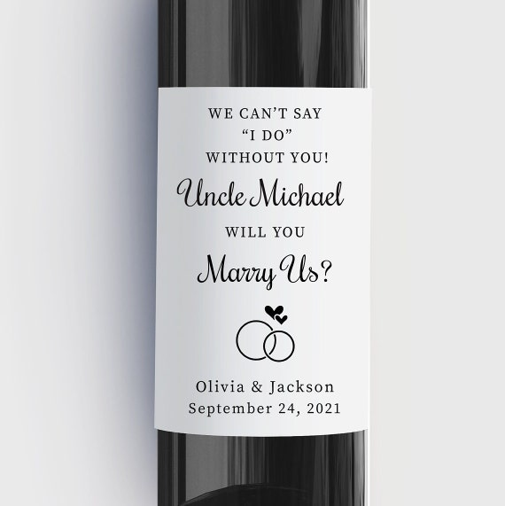 Will You Marry Us Wine Bottle Label, Priest Pastor Wine Label, Officiant Proposal Label, Personalized Waterproof Labels, Bulk Order Pricing! Il_570xn