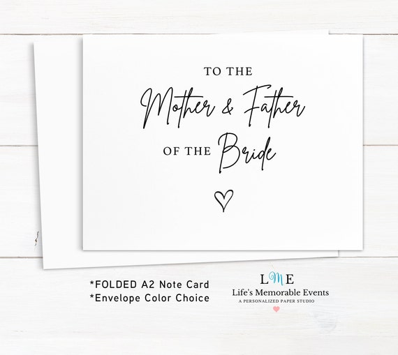 To The Mother & Father of the Bride Card, Parents of The Bride Notecard, To The Mother of the Bride, Father of the Bride Folded A2 Cards Il_570xn