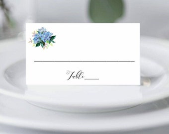 PRINTED Blue Hydrangea Escort Cards, Wedding Place Cards, Table Number Cards, Floral Buffet Table, DIY Escort Cards, Bulk Order Pricing