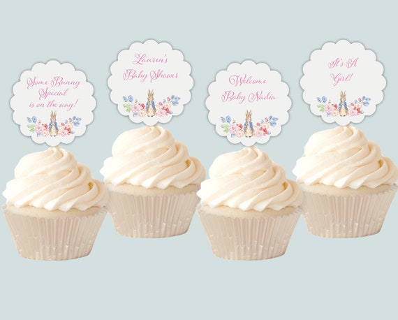 Peter Rabbit Girls Baby Shower Scallop Circles, Scallops for DIY Toppers, Peter Rabbit Table Confetti, PERSONALIZED, Set of 12 Scallops Il_570xn