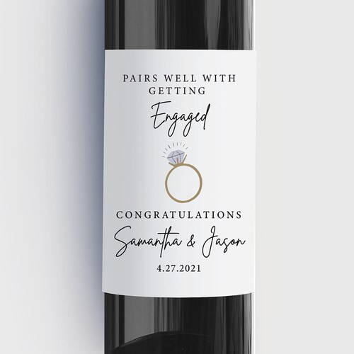 Pairs Well With Planning a Wedding Engagement Wine Label Etsy