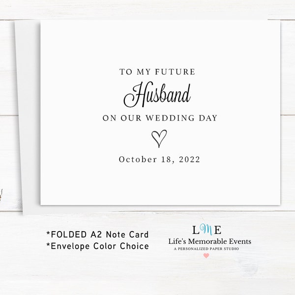 To My Future Husband Card, To My Future Wife Wedding Day Card, Spouse Wedding Day Card, Personalized Wedding Day Cards